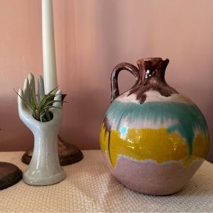 Homemade multicolor glazed pottery vase